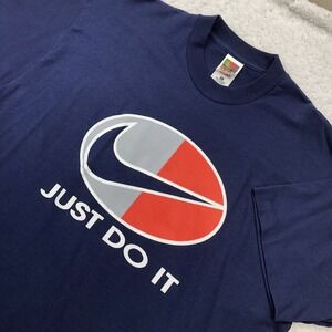 VTG 90s Y2K Nike T-Shirt Men XL Navy Blue Just Do It Center Swoosh SINGLE STITCH